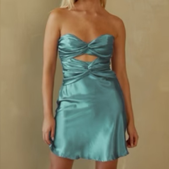 American Threads Dresses & Skirts - American Threads Double Twist Tie Mini Dress in Turquoise